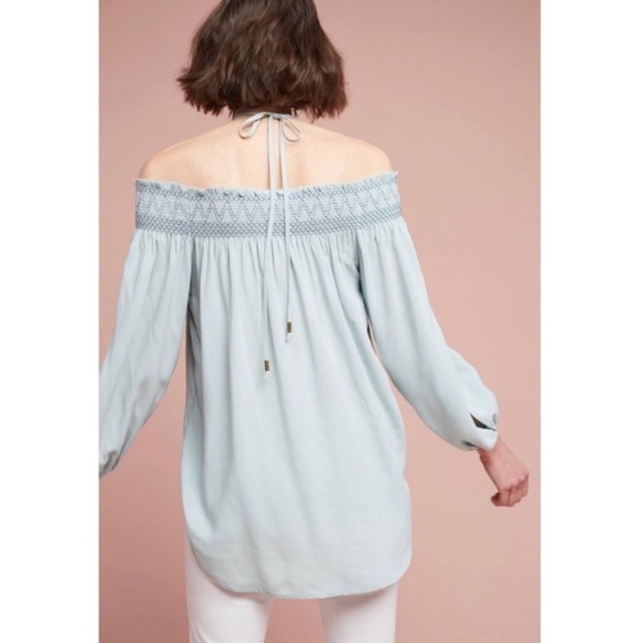 NEW Anthropologie Holding Horses Turquoise Rosario Off Shoulder Open Arm Blouse - Picture 3 of 11